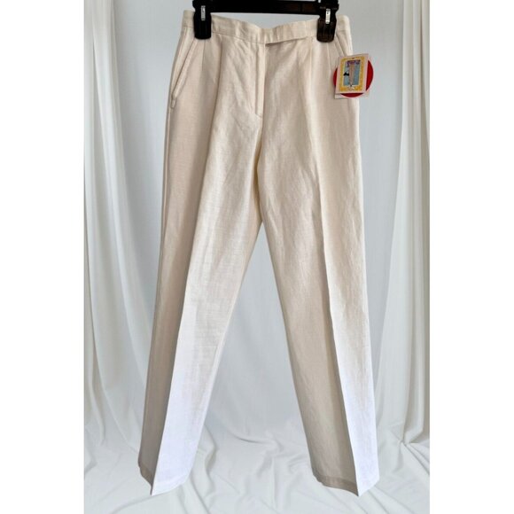 VTG Liz Claiborne Kylie Off White Linen Cotton Pants Pleated Trousers 4P 28x30 - Picture 1 of 9